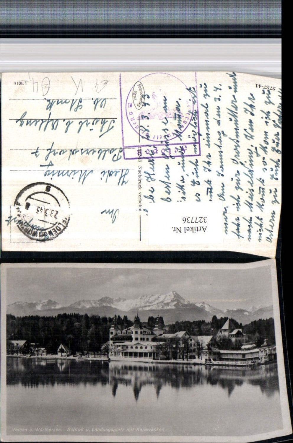 327736,Velden am Wörthersee Schloss u. Landungsplatz m. Karawanken Bergkulisse