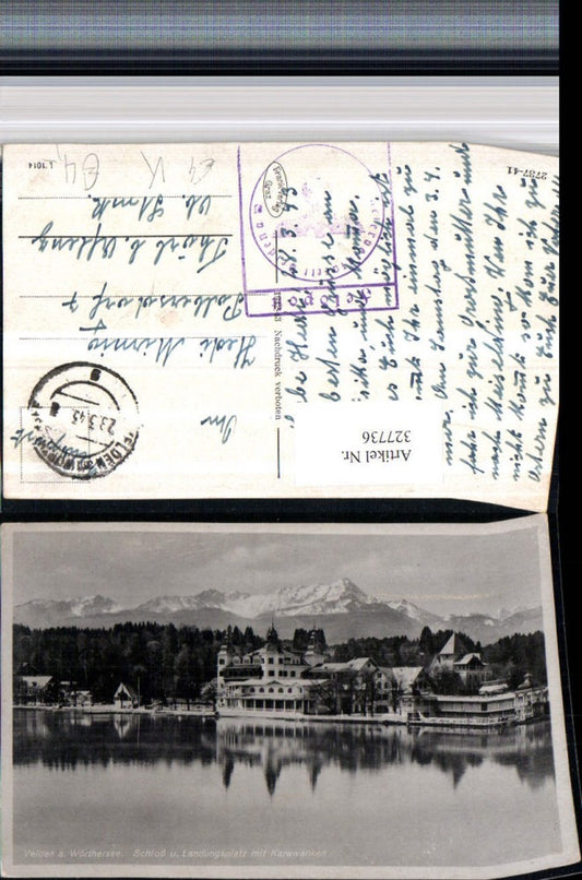 327736,Velden am Wörthersee Schloss u. Landungsplatz m. Karawanken Bergkulisse