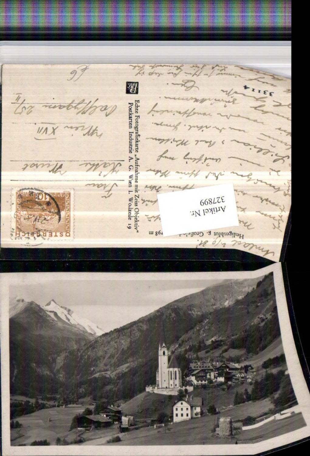 327899,Heiligenblut Totale Kirche geg. Großglockner Bergkulisse