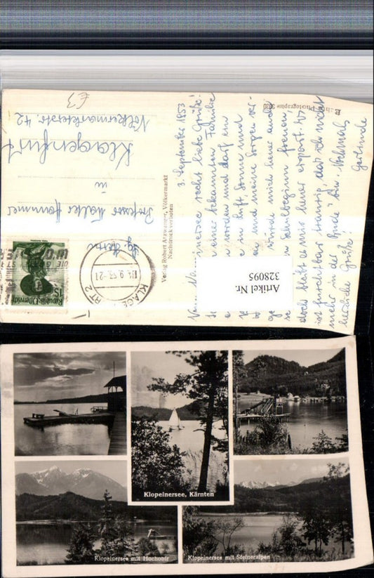 328095,Klopeinersee b. St. Kanzian Segelboot Steg Bergkulisse Mehrbildkarte