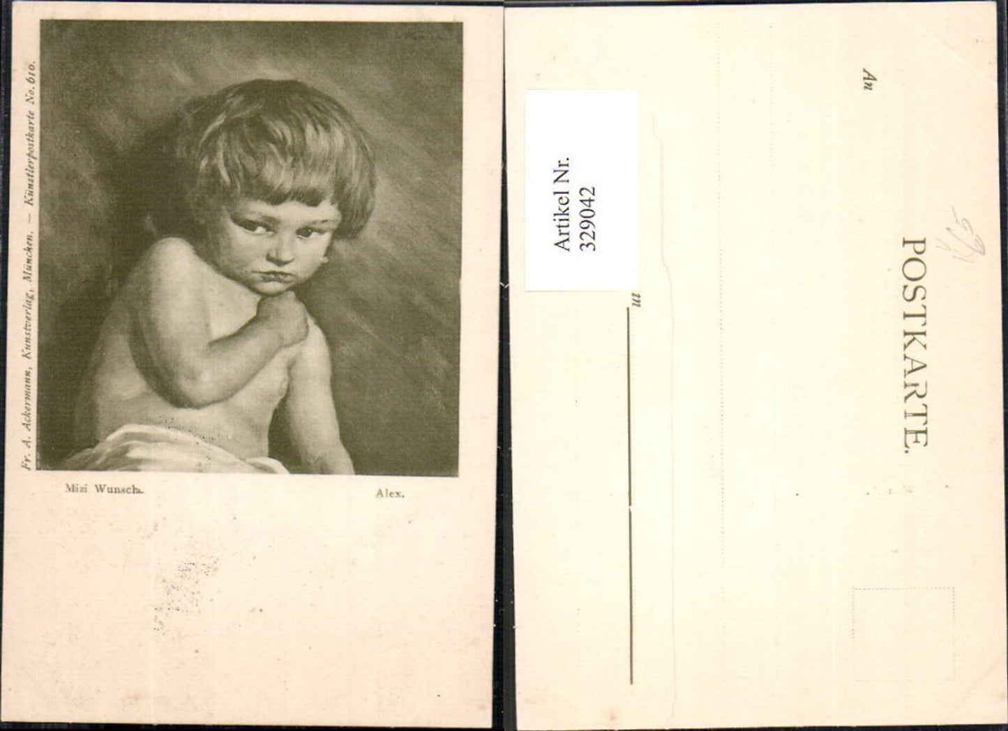 329042,Künstler Ak Mizi Wunsch Alex Bub Junge pub Ackermann 610