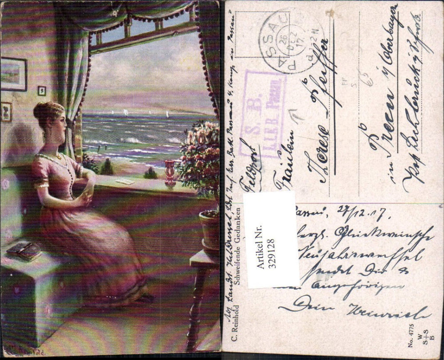 329128,Künstler Ak C. Reinhold Schweifende Gedanken Lesen FP S.B. L.I.E.B. Passau