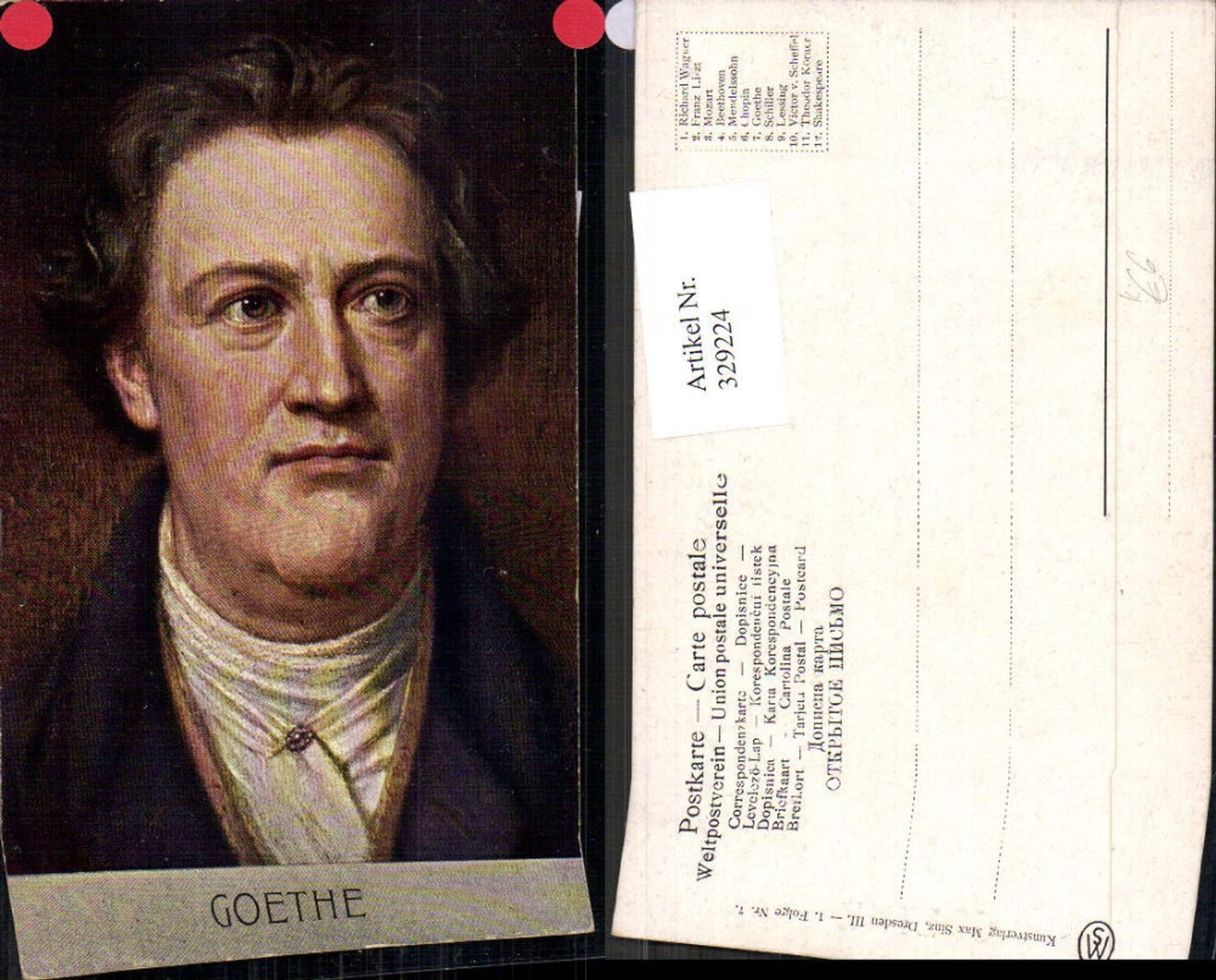 329224,Künstler Ak Goethe Portrait Kunst