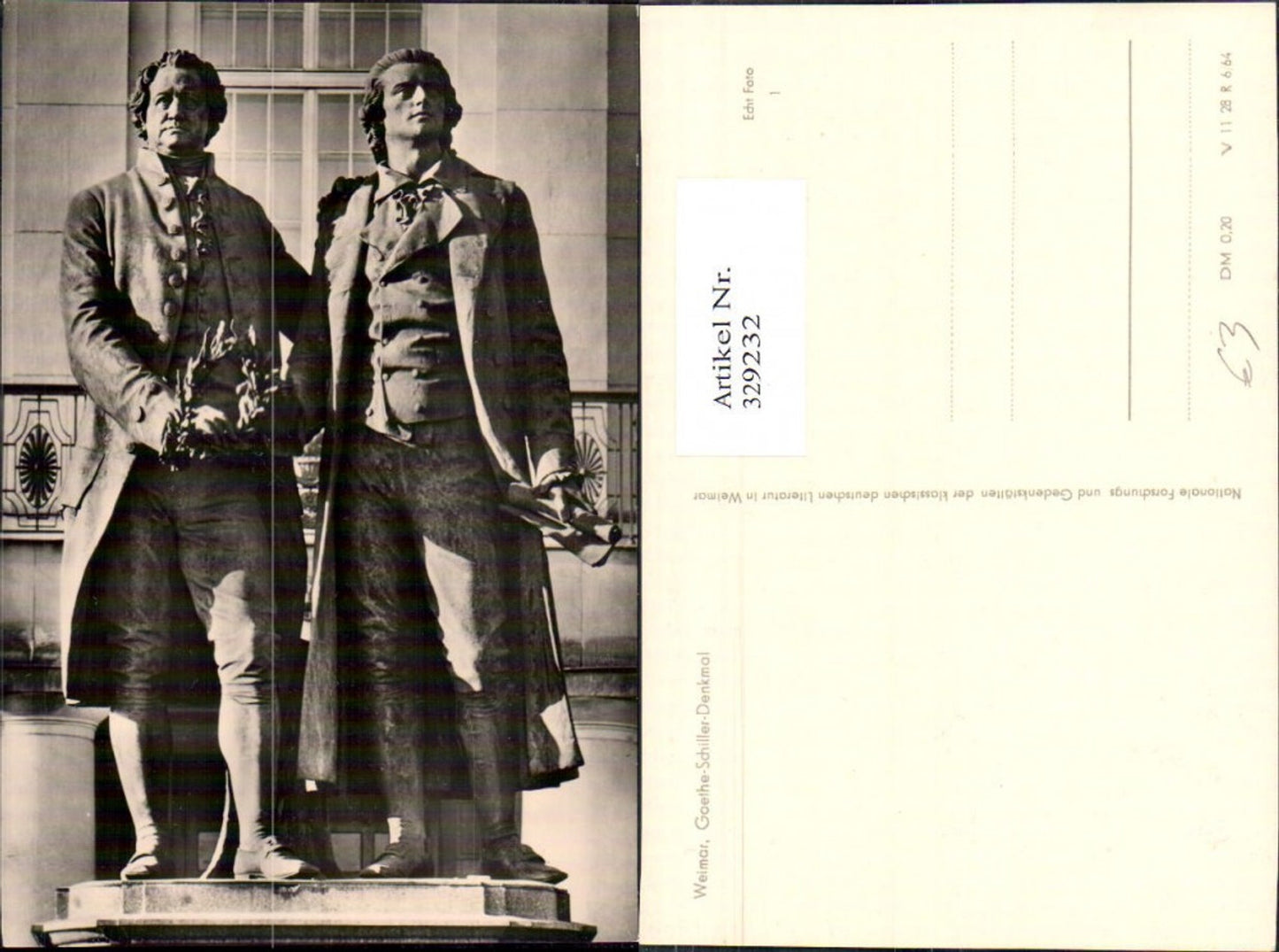 329232,Foto Ak Goethe u. Schiller Denkmal Kunst