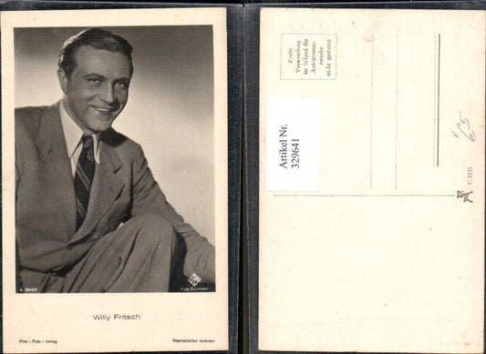 329641,Foto Ak Willy Fritsch Portrait Schauspieler Sänger pub Film Foto Verlag A 3844/1
