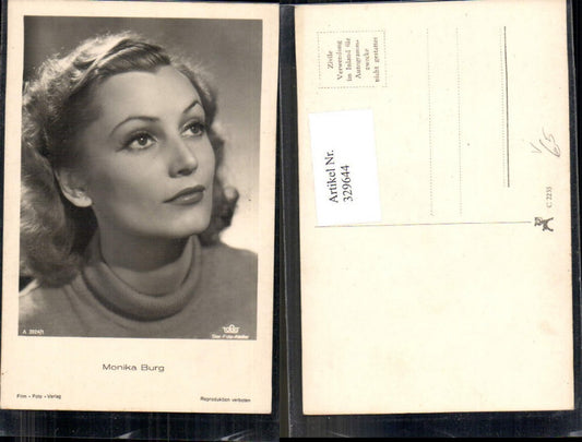 329644,Foto Ak Monika Burg alias Claude Farell Portrait Schauspielerin pub Film Foto Verlag A 3924/1