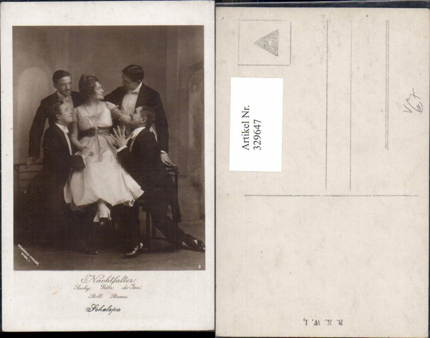 329647,Foto Ak Suchy Götz De Jari Stoll Strauss i. Nachtfalter Schauspieler Sänger pub B.K.W.I.