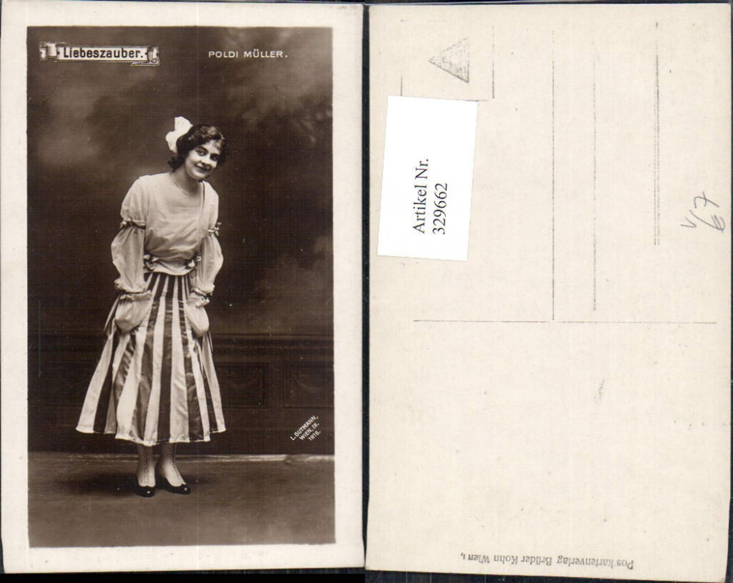 329662,Foto Ak Poldi Müller i. Liebeszauber Schauspielerin Sängerin pub Brüder Kohn