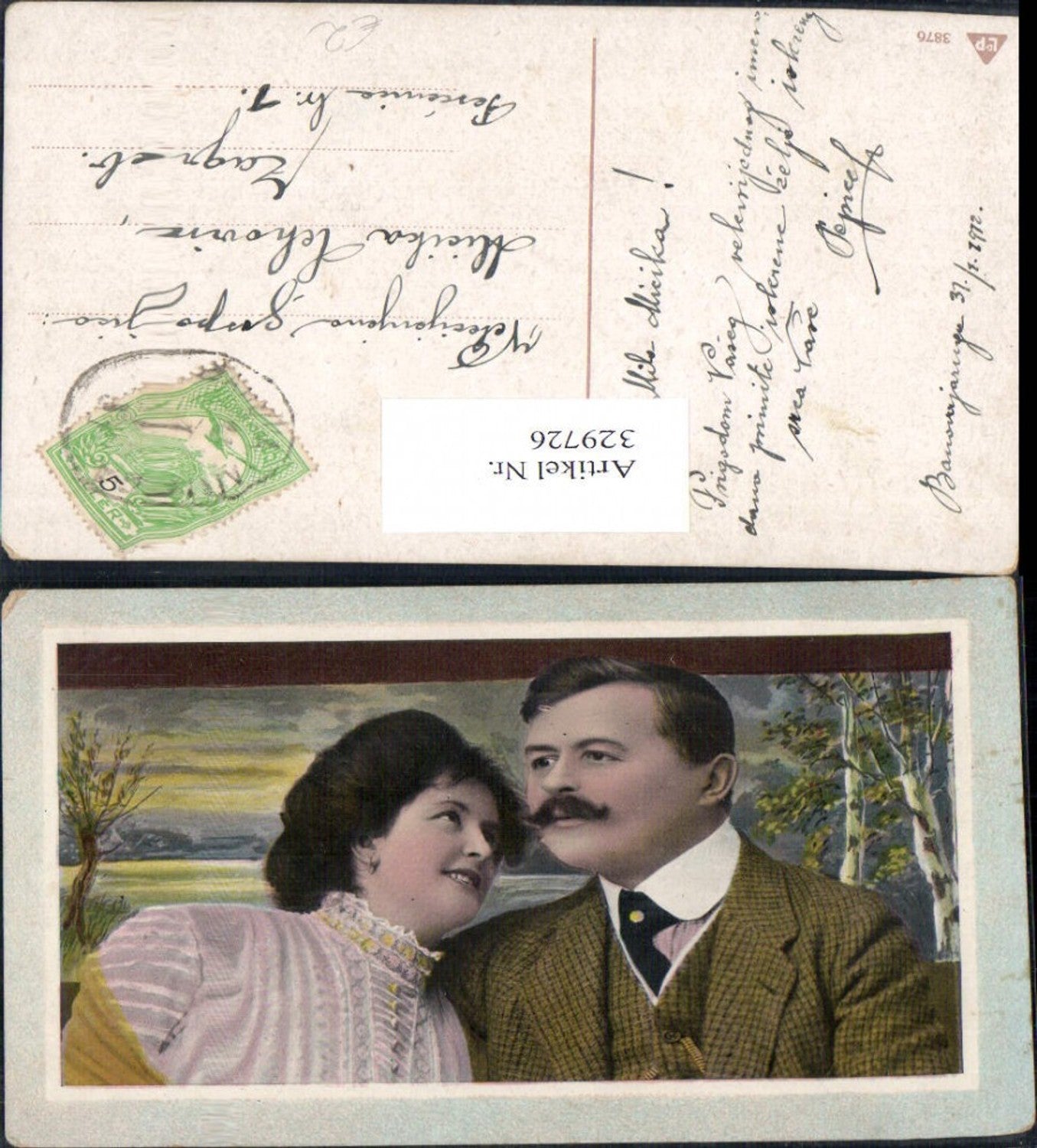 329726,Liebe Paar Verliebter Blick Birken i. Hintergrund Passepartout