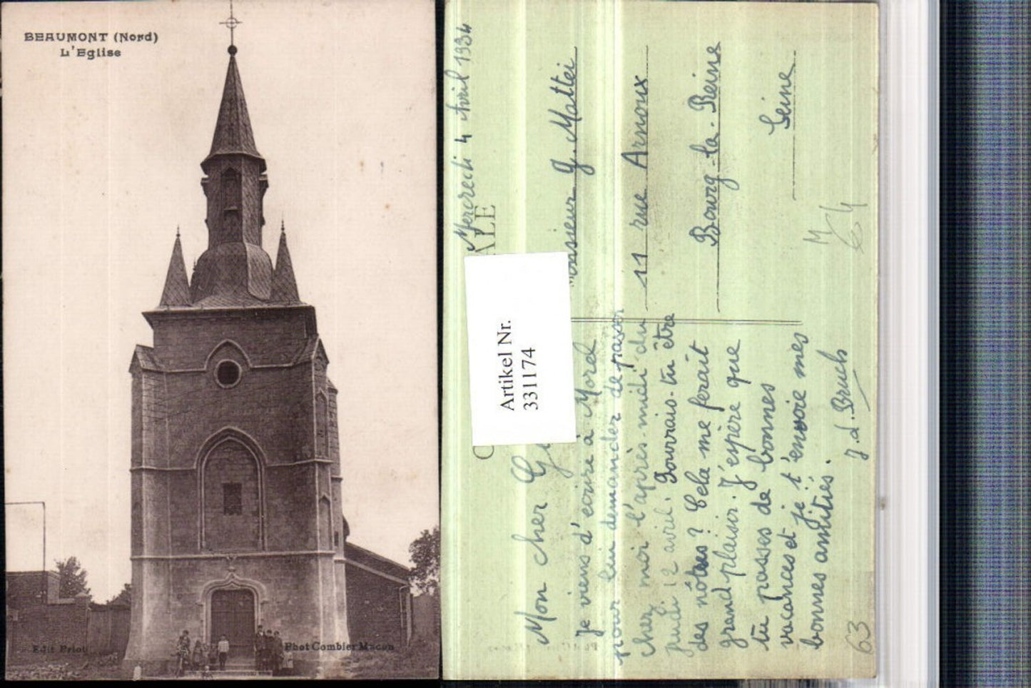 331174,Auvergne Pas-de-Calais Henin-Beaumont L'Eglise Kirche