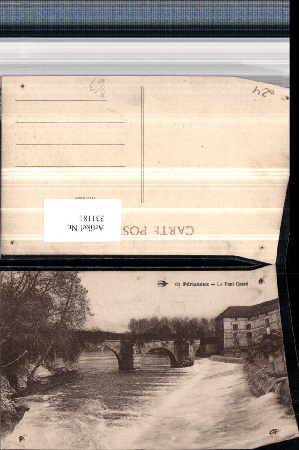 331181,Aquitanien Dordogne Perigueux La Pont Casse Brücke Wehr