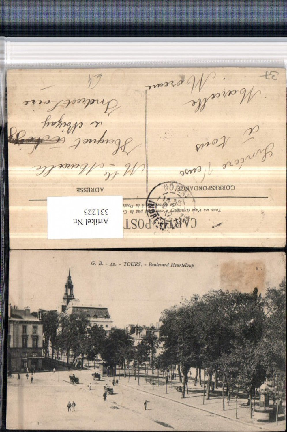 331223,Centre Indre-et-Loire Tours Boulevard Heurteloup Blick zum Rathaus