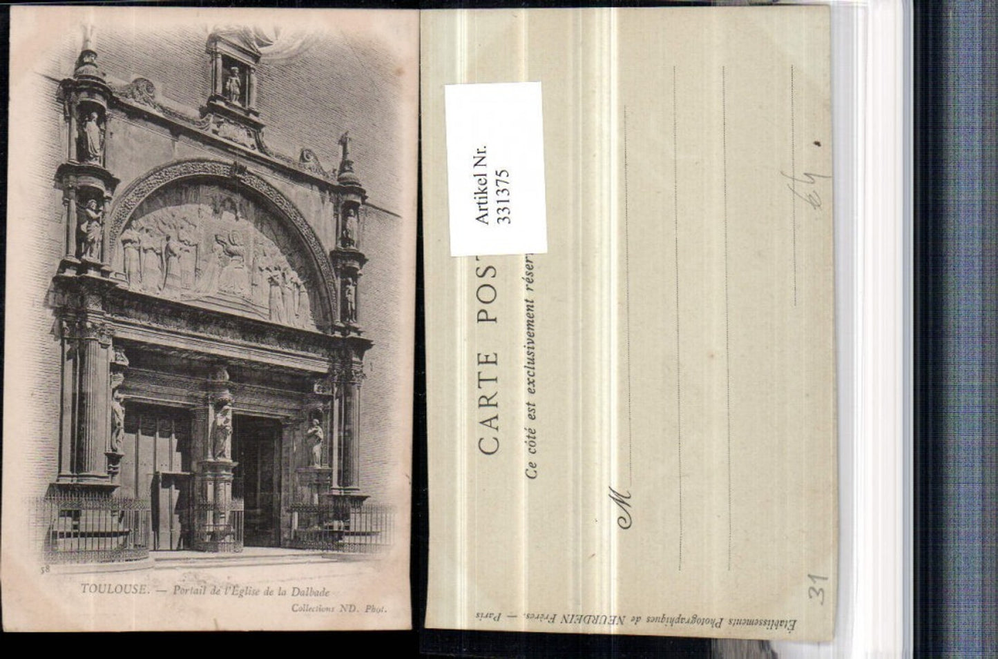 331375,Midi-Pyrenees Haute-Garonne Toulouse Portail de l'Eglise de la Dalbade Kirchenportal