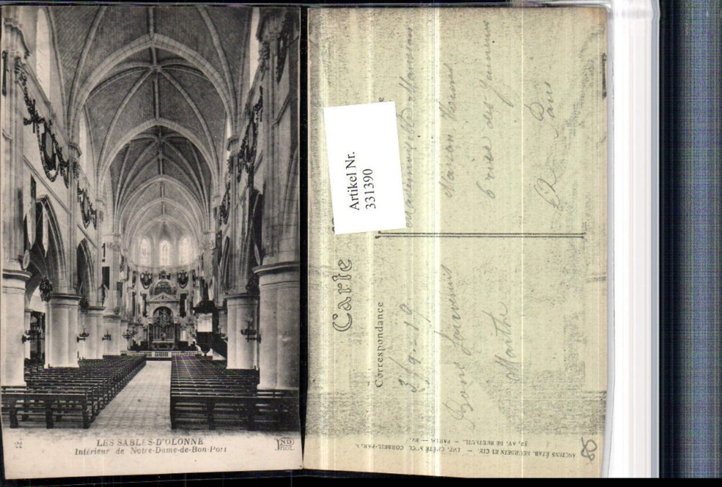 331390,Pais de la Loire Vendee Les Sables-d'Olonne Interieur de Notre-Dame-de-Bon-Port Kirche