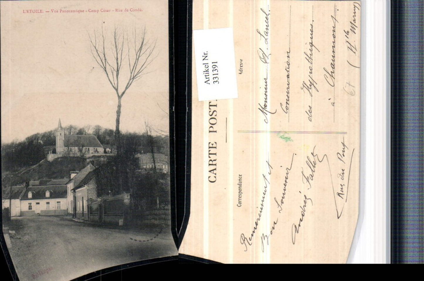 331391,Picardie Somme L'Etoile Vue Panoramique Camp Cesar Rue de Conde Kirche
