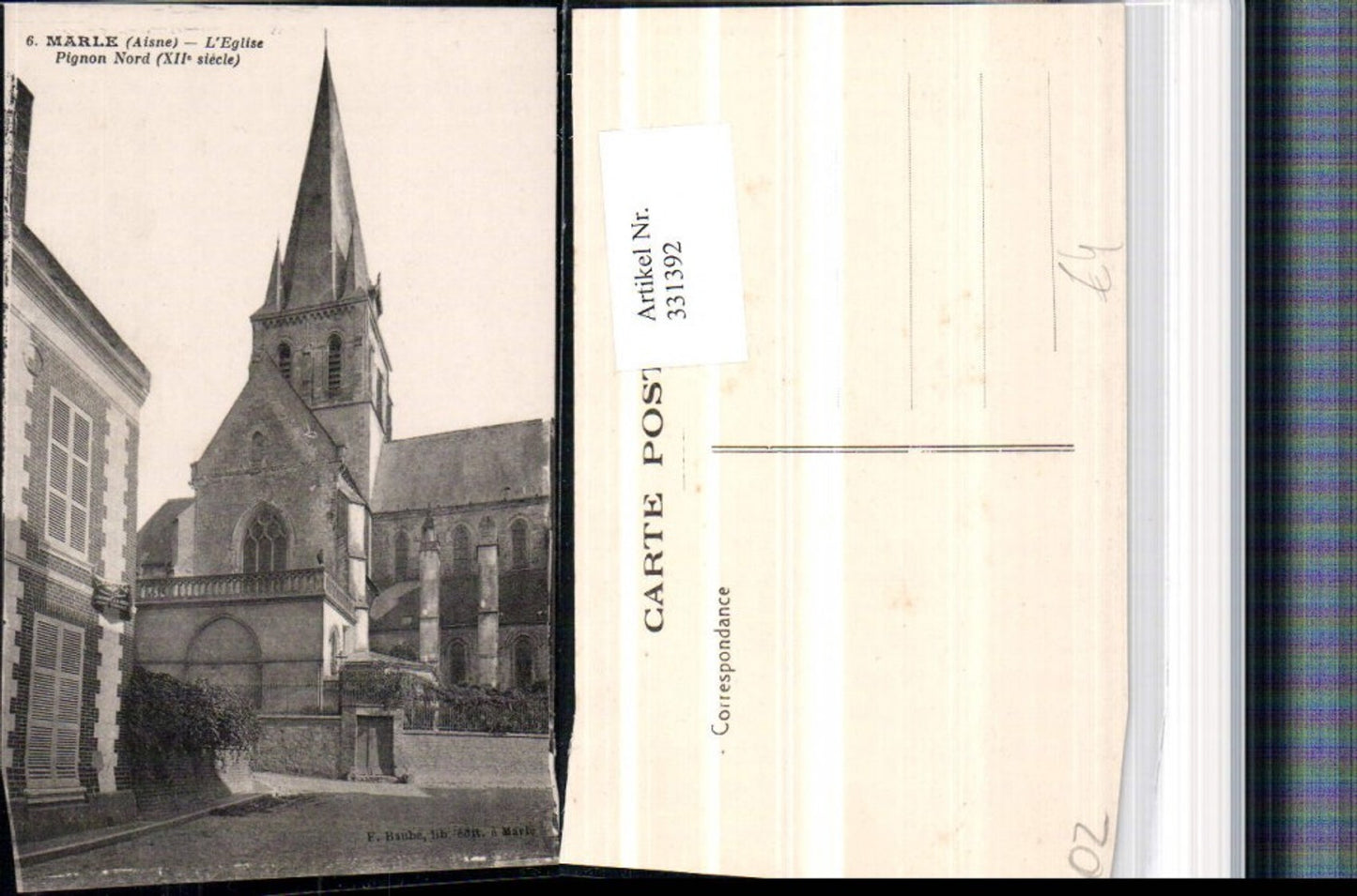 331392,Picardie Aisne Marle L'Eglise Pignon Nord Kirche