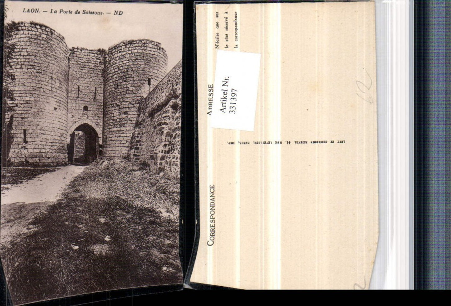 331397,Picardie Aisne Laon La Porte de Soissons Burg Tor