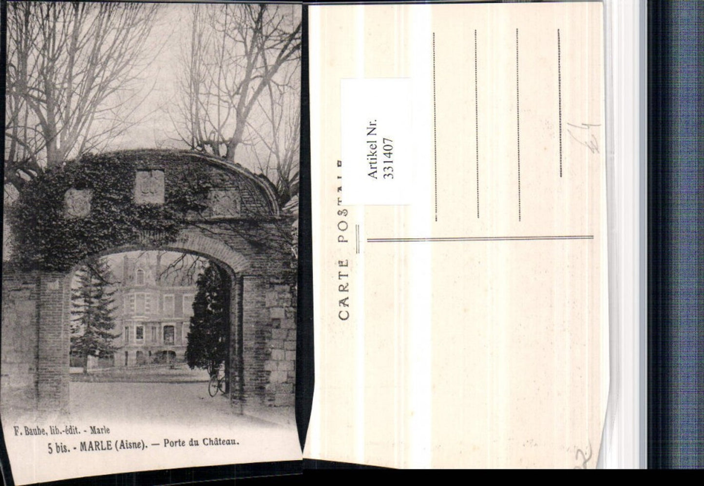 331407,Picardie Aisne Marle Porte du Chateau Schlosseingang