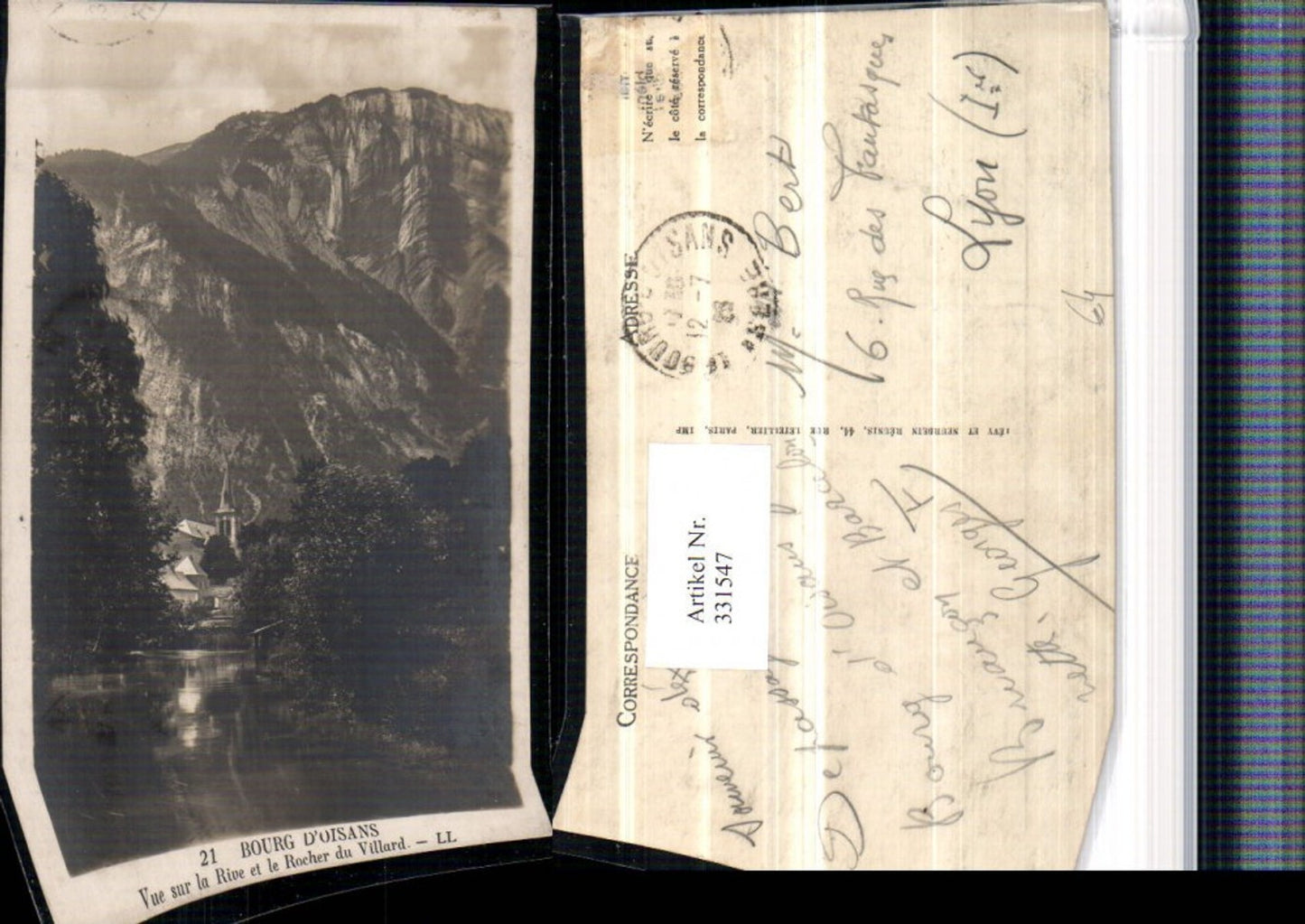 331547,Rhone-Alpes Isere Bourg d'Oisans Vue sur la Rive et le Rocher du Villard Bergkulisse