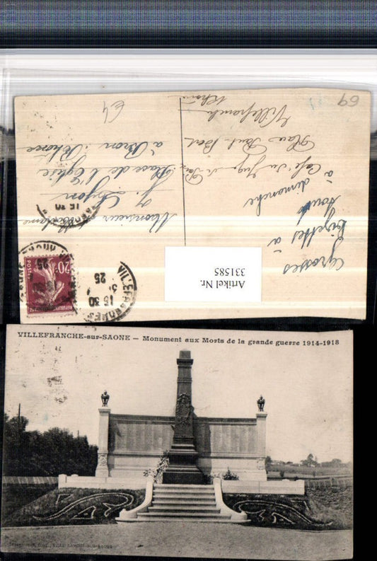 331585,Rhone-Alpes Rhone Villefranche-sur-Saone Monument aux Morts de la grande guerre Denkmal