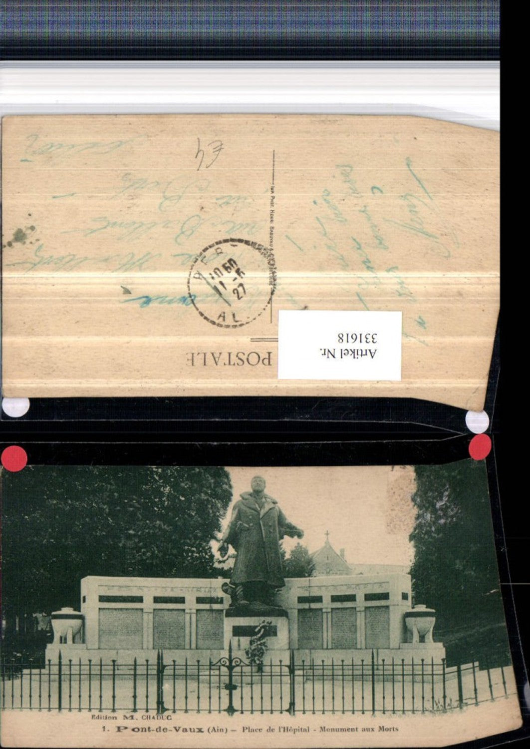 331618,Rhone-Alpes Ain Pont-de-Vaux Place de l'Hopital Monument aux Morts Denkmal