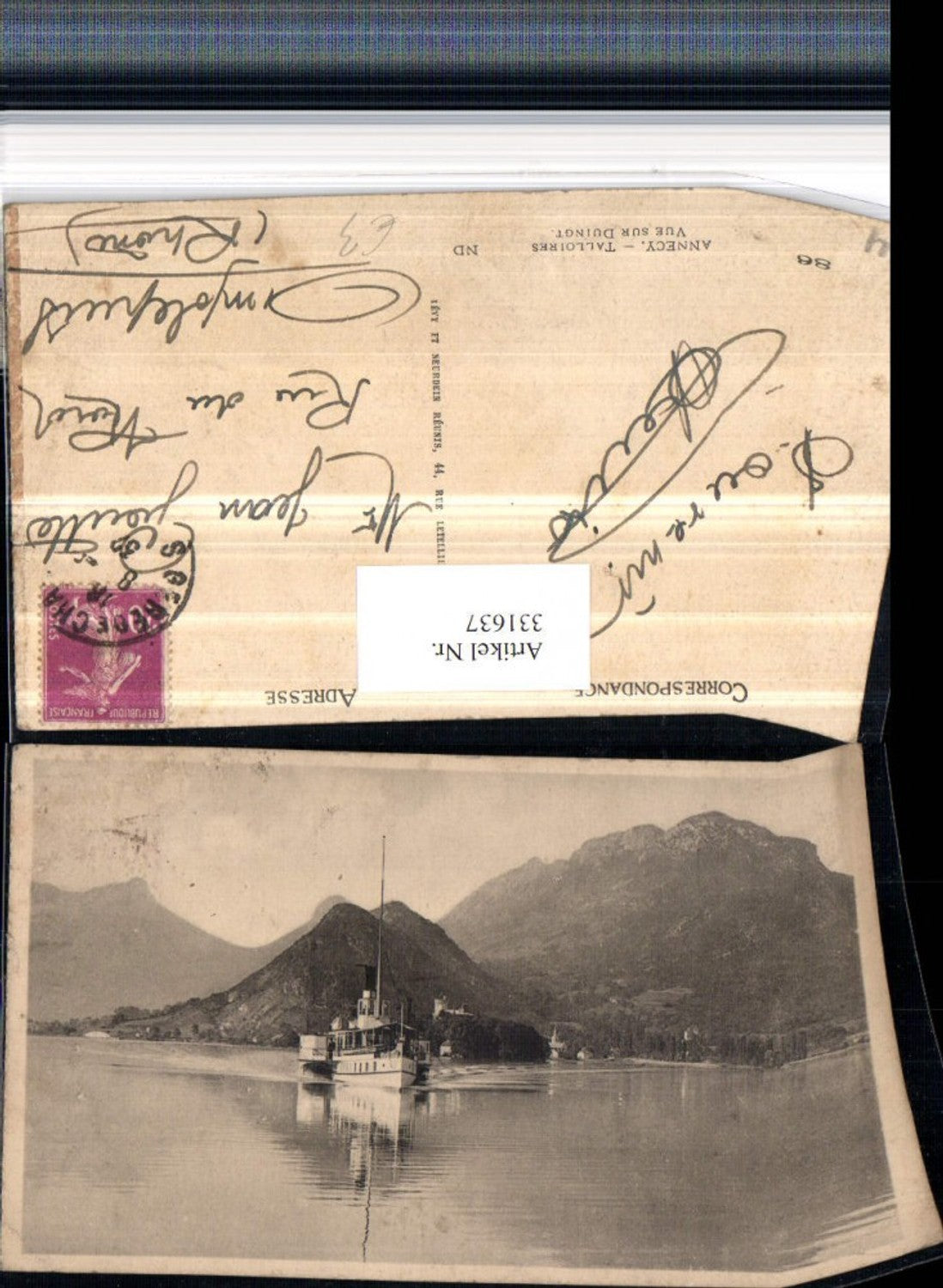 331637,Rhone-Alpes Haute-Savoie Annecy Talloires vue sur Duingt Dampfer Bergkulisse