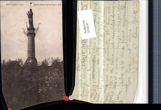 331638,Rhone-Alpes Ain Montluel Notre-Dame de la Tour Mariensäule Statue