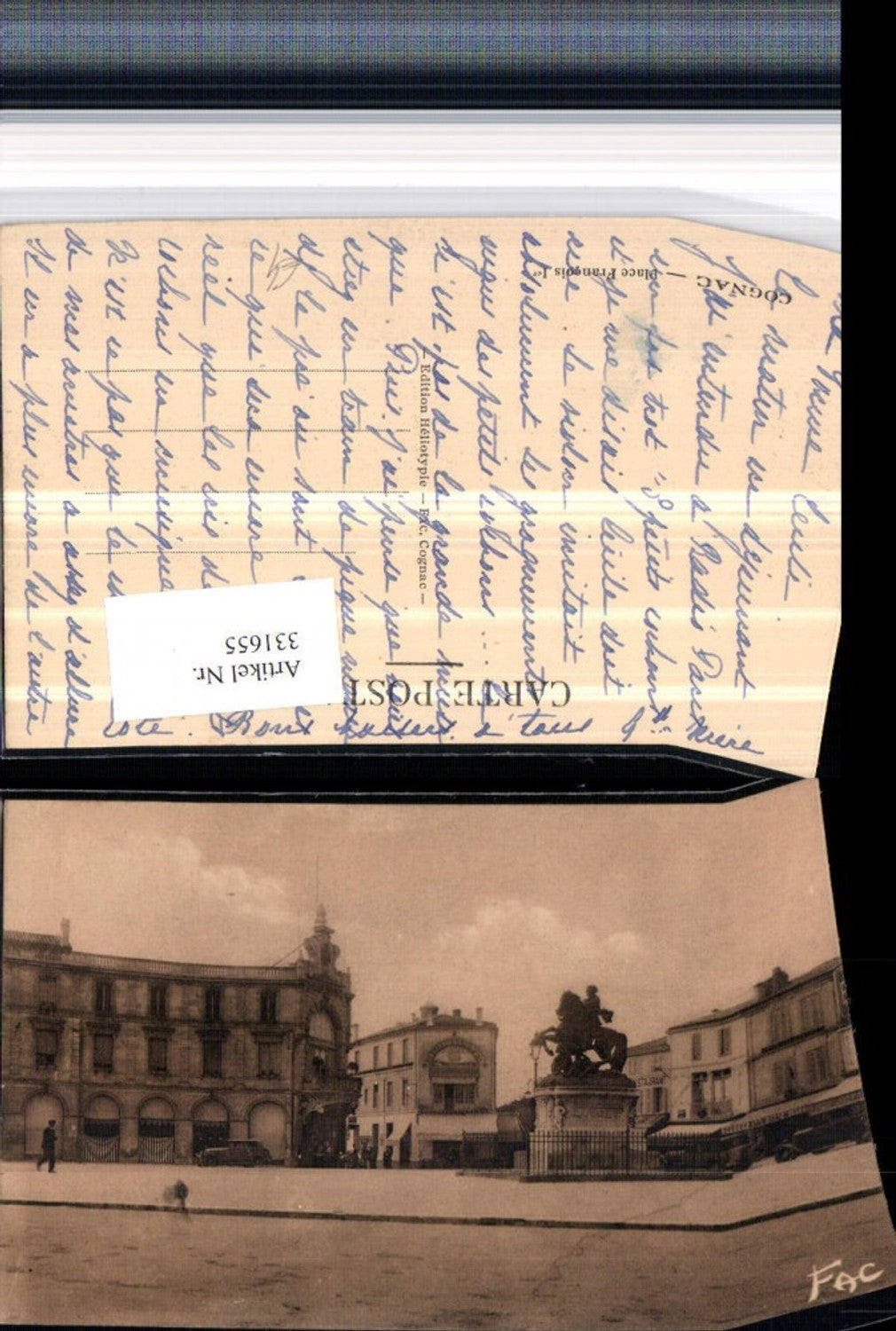 331655,Poitou-Charentes Charente Cognac Place Francois I Straßenansicht Denkmal