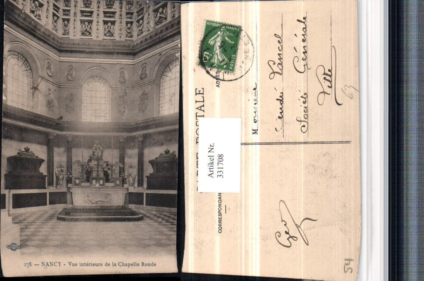 331708,Lothringen Meurthe-et-Moselle Nancy Vue interieure de la Chapelle Ronde Kapelle