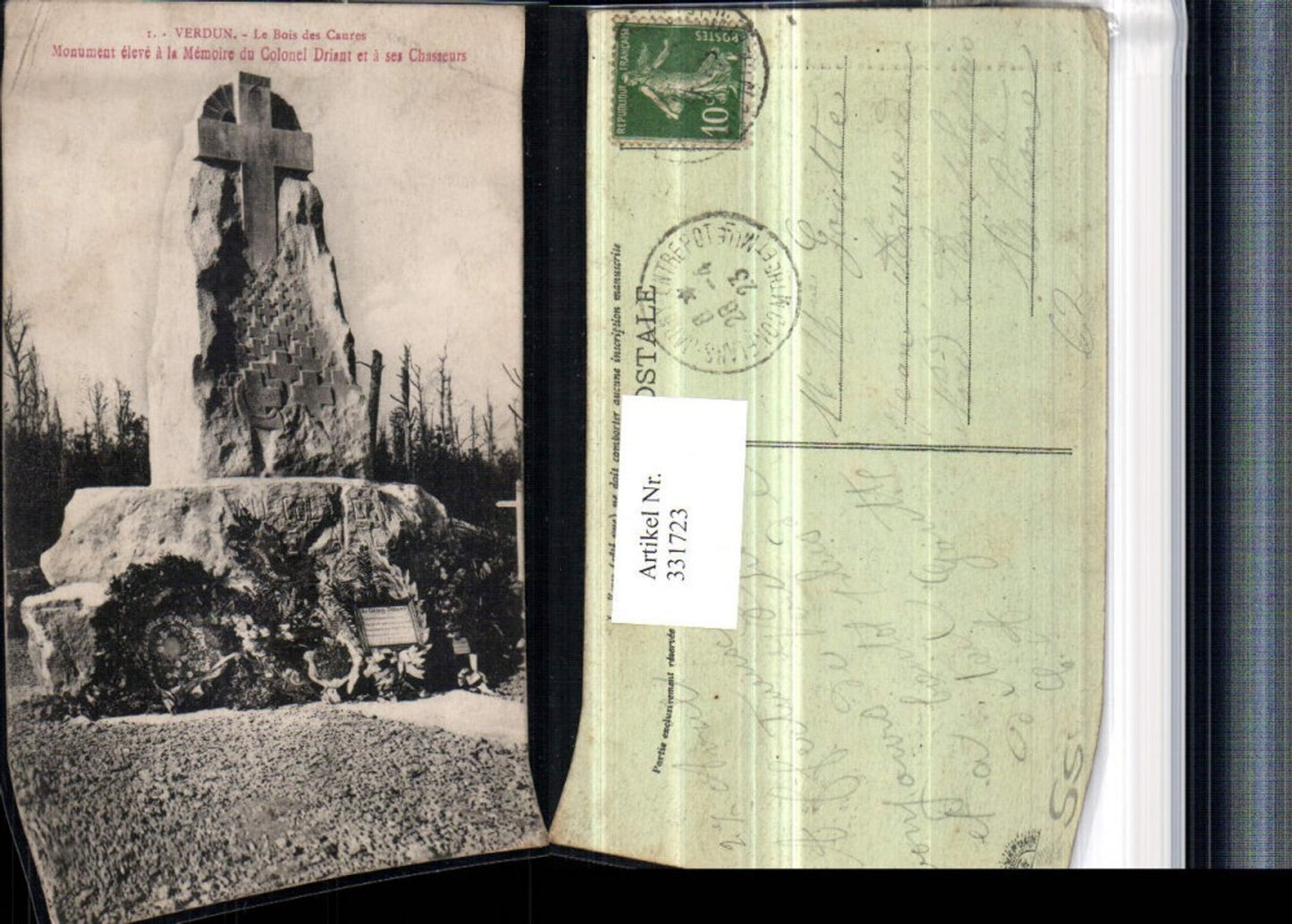 331723,Lothringen Meuse Verdun Bois des Caures Monument Memoire du Colonel Driant Chasseurs