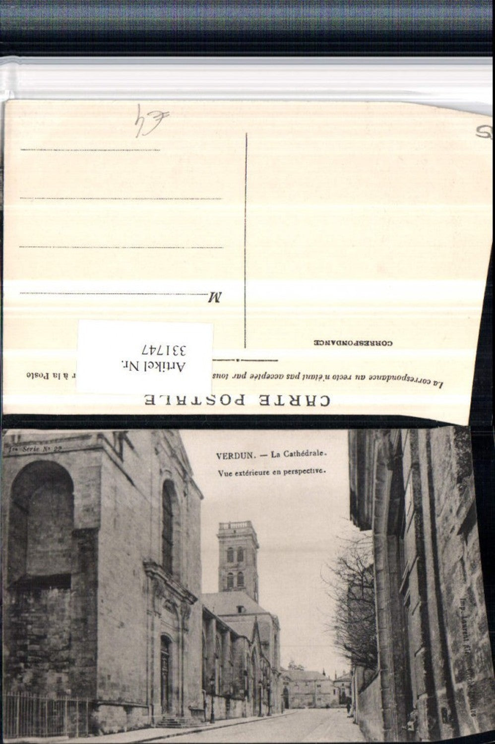 331747,Lothringen Meuse Verdun La Cathedrale Vue exterieure en perspective Kirche Straßenansicht