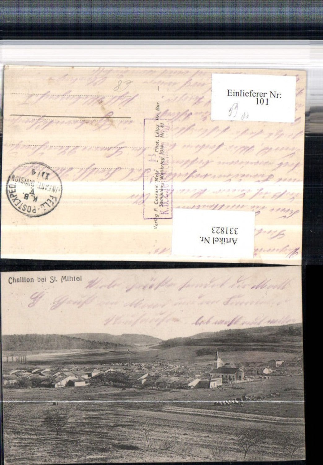331823,Lothringen Meuse Chaillon b. St. Mihiel Totale Feldpost Infanterie Division