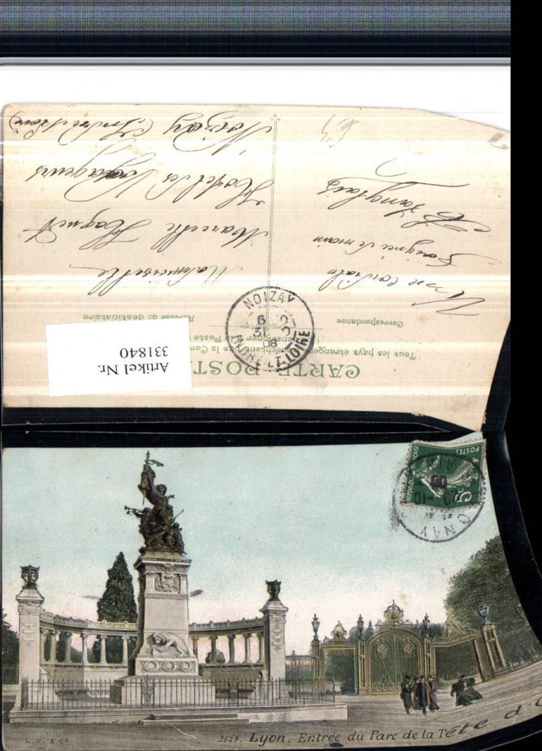 331840,Rhone-Alpes Rhone Lyon Entree du Parc de la Tete d'Or Statue Tor