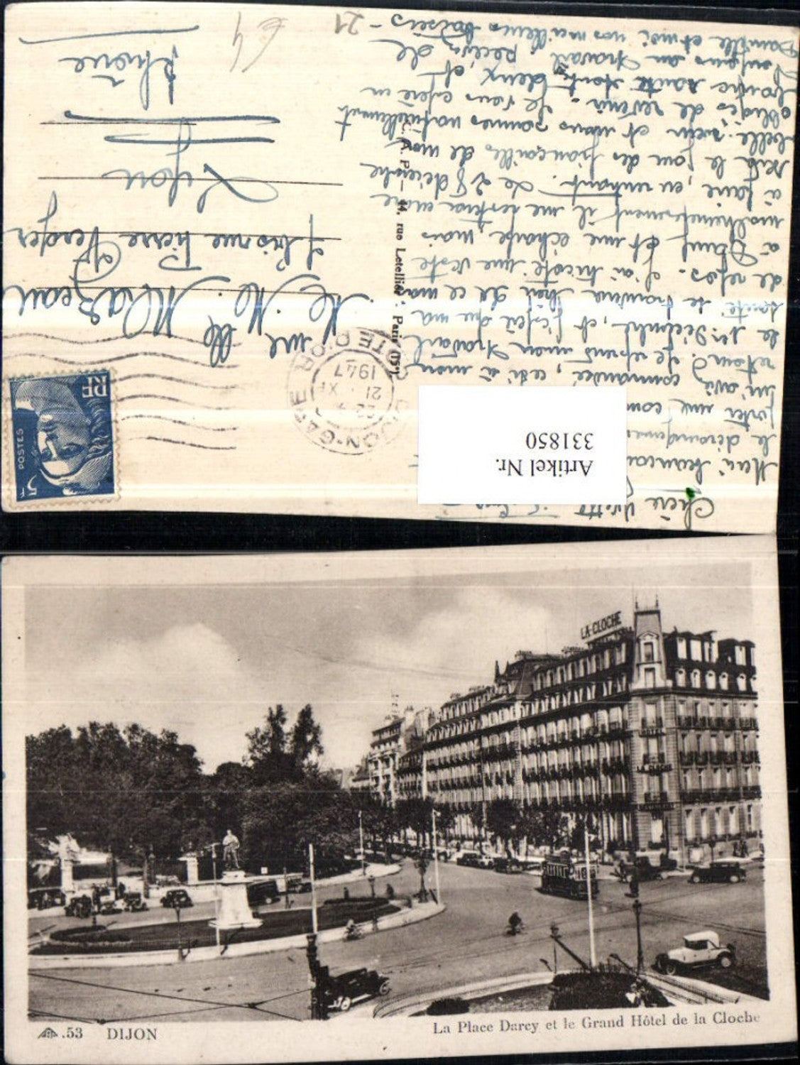 331850,Burgund Cote-Or Dijon La Place Darey et le Grand Hotel de la Cloche