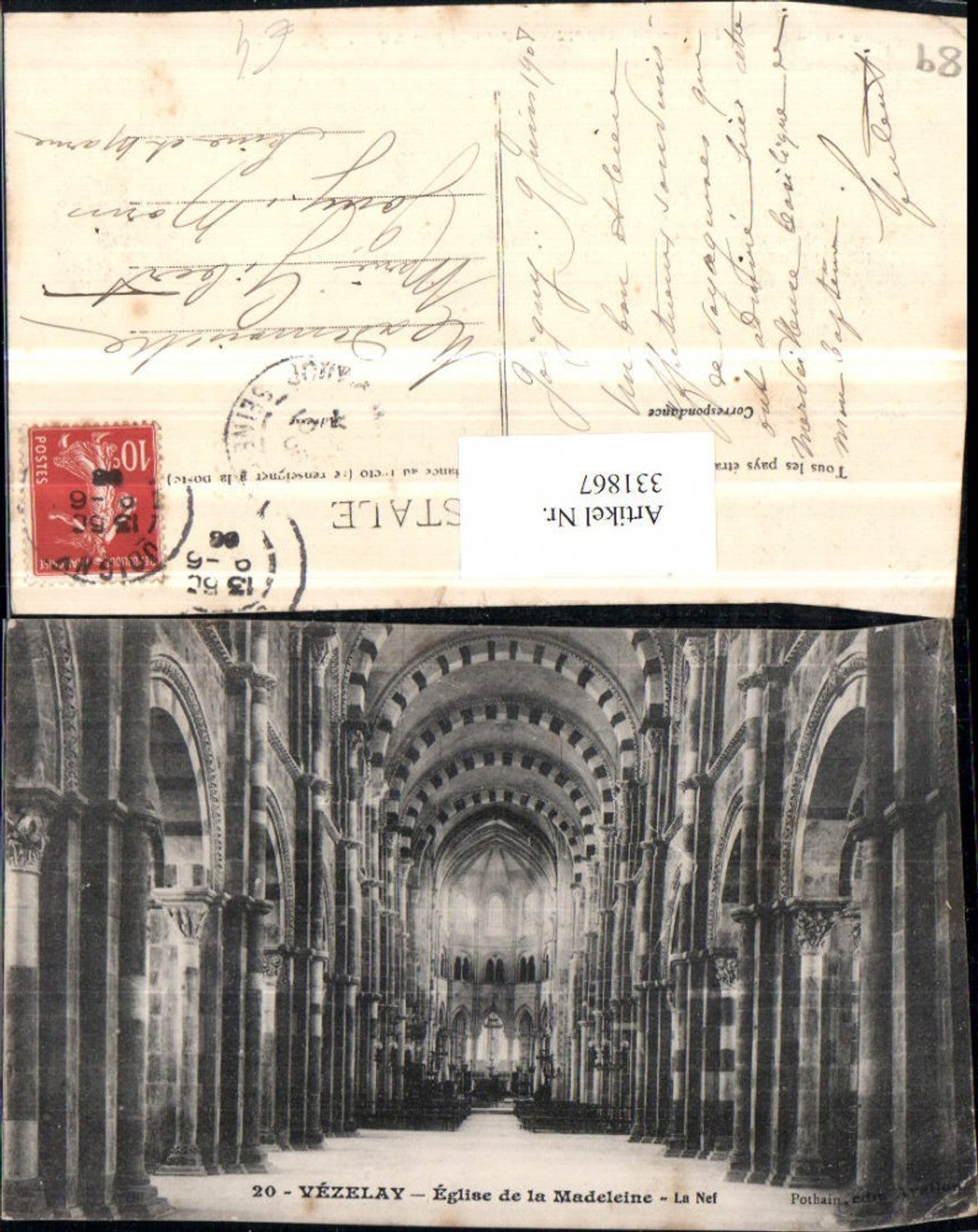 331867,Burgund Yonne Vezelay Eglise de la Madeleine La Nef Kirche Innenansicht
