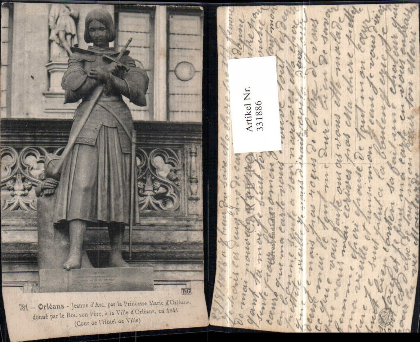 331886,Centre Loiret Orleans Jeanne d'Arc par la Princesse Marie d'Orleans Statue