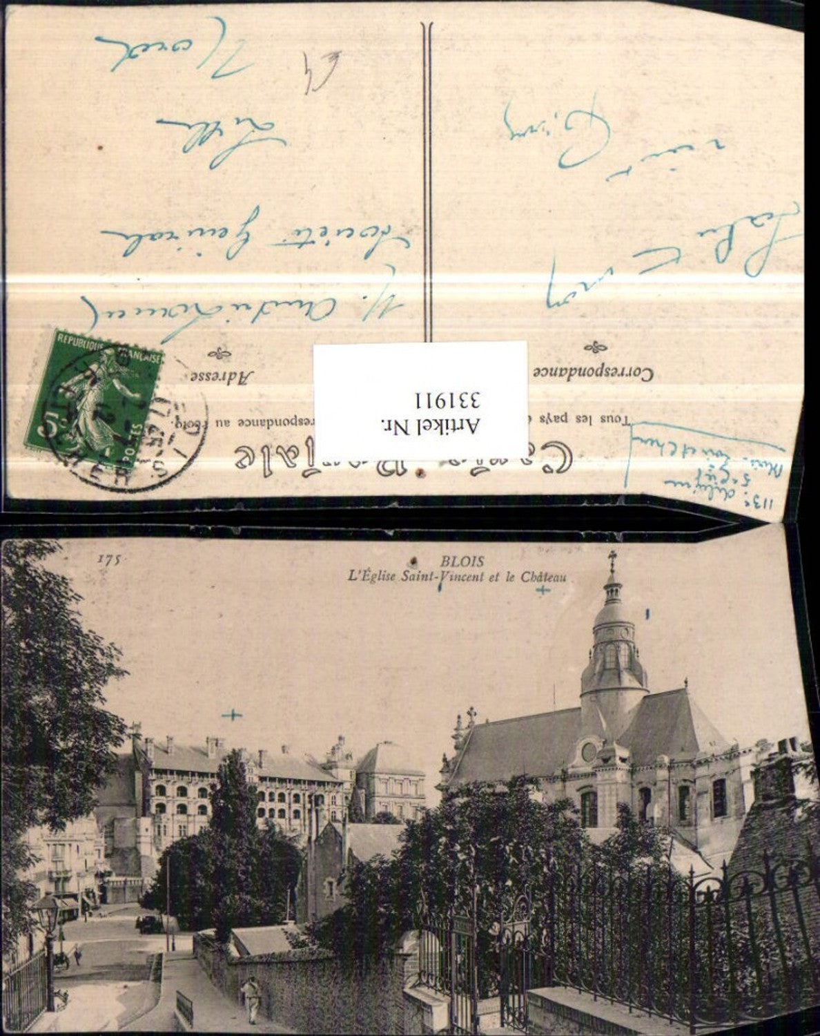 331911,Centre Loire-et-Cher Blois L'Eglise Saint-Vincent et le Chateau Kirche Schloss