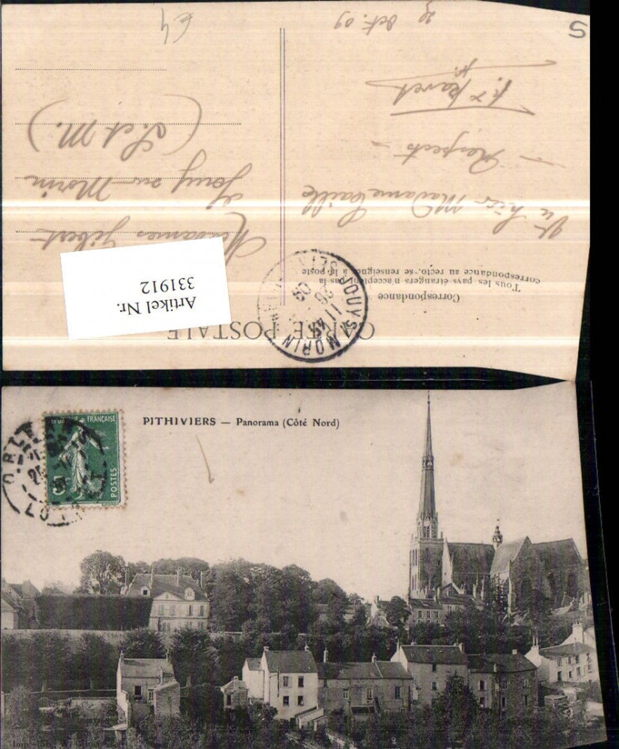331912,Centre Loiret Pithiviers Panorama Teilansicht Kirche