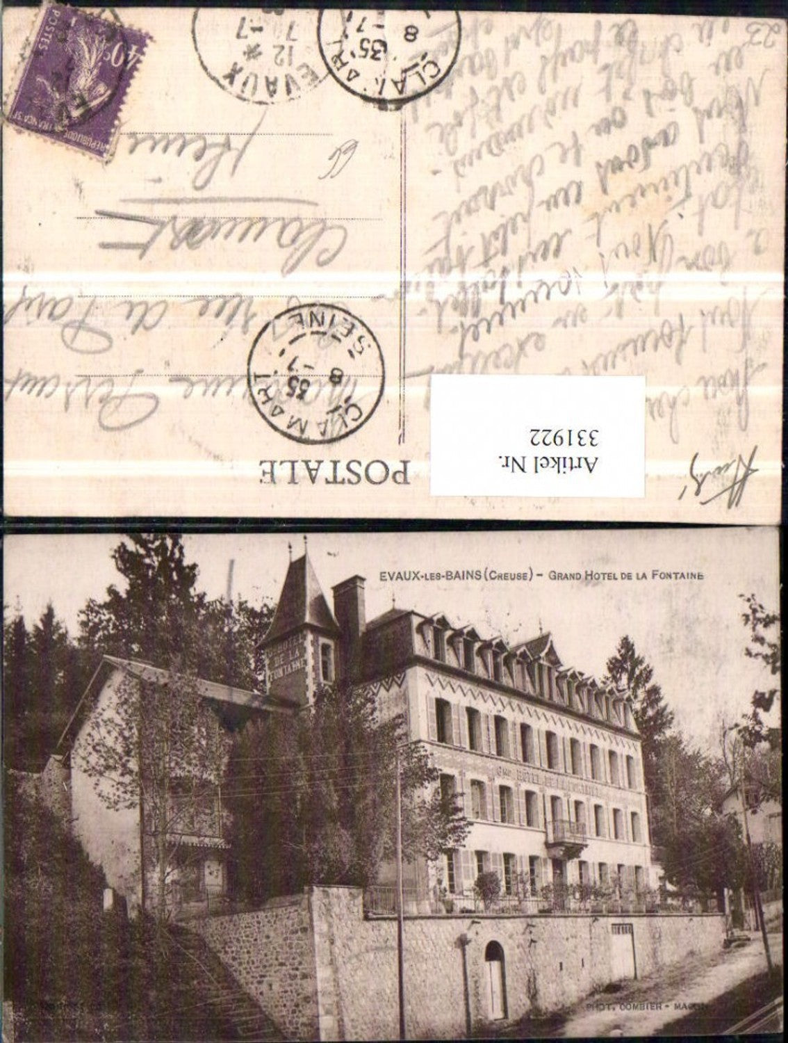 331922,Limousin Creuse Evaux-les-Bains Grand Hotel de la Fontains