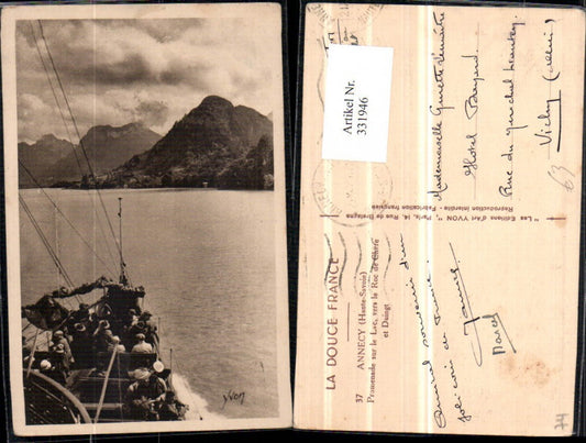 331946,Rhone-Alpes Haute-Savoie Annecy Promenade sur le Lac Segelschiff Bergkulisse