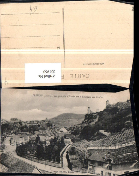 331960,Rhone-Alpes Isere Cremieu Vue generale Entree par le Fanbourg des Moulins Totale