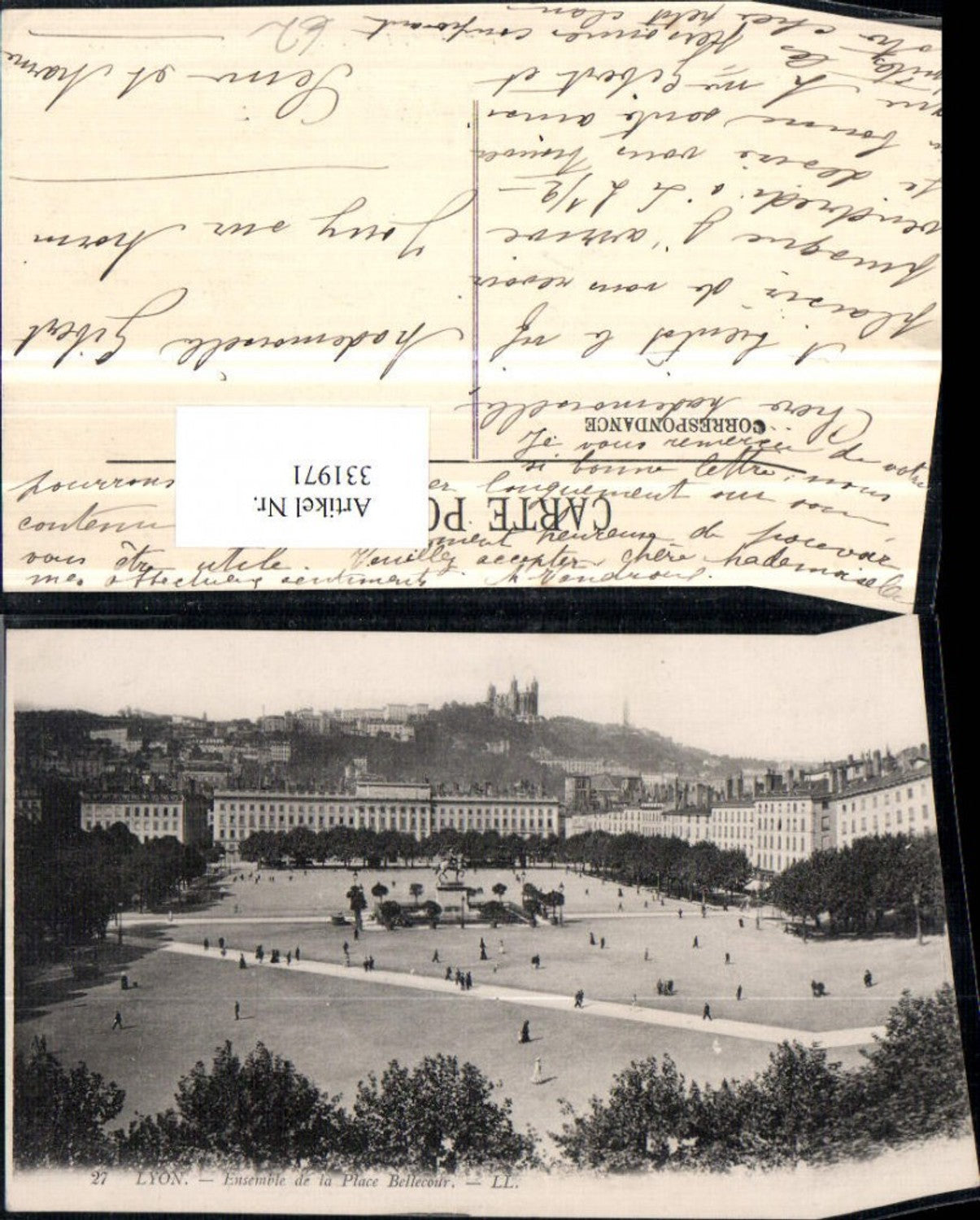 331971,Rhone-Alpes Rhone Lyon Ensemble de la Place Bellecour Teilansicht Platz Denkmal