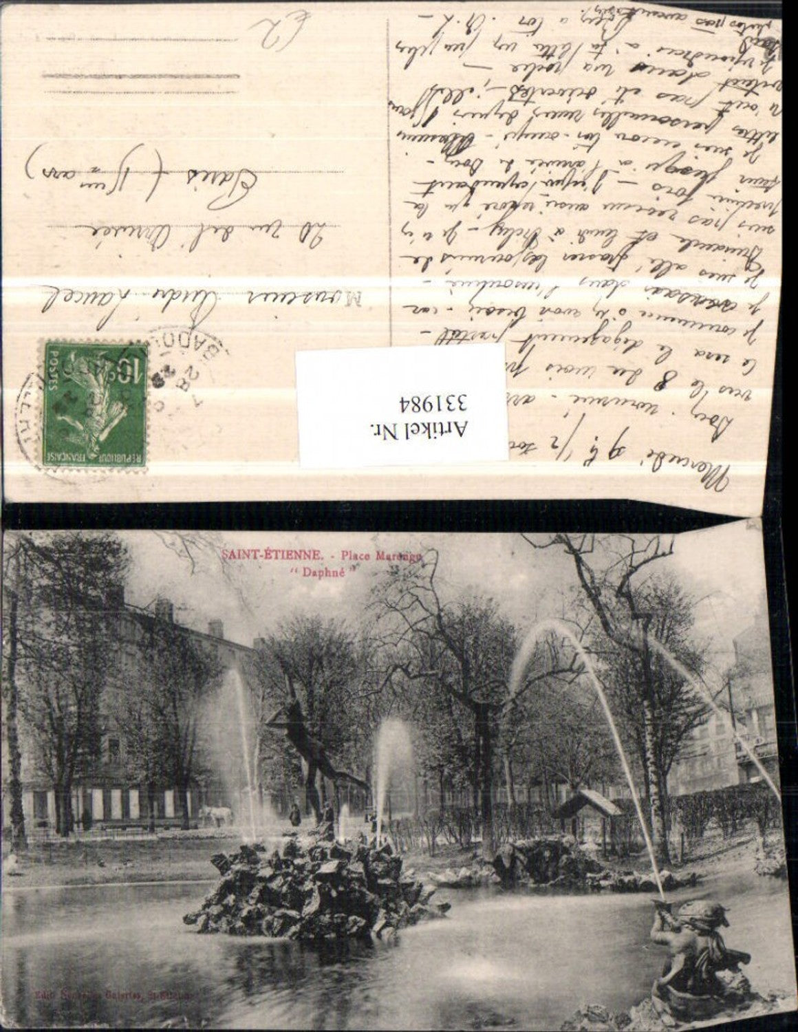 331984,Rhone-Alpes Loire Saint-Etienne Place Marengo Daphne Springbrunnen