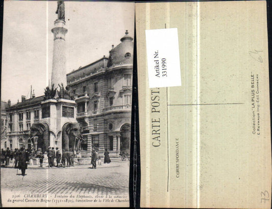 331990,Rhone-Alpes Savoie Chambery Fontaine des Elephants Säule Elefanten