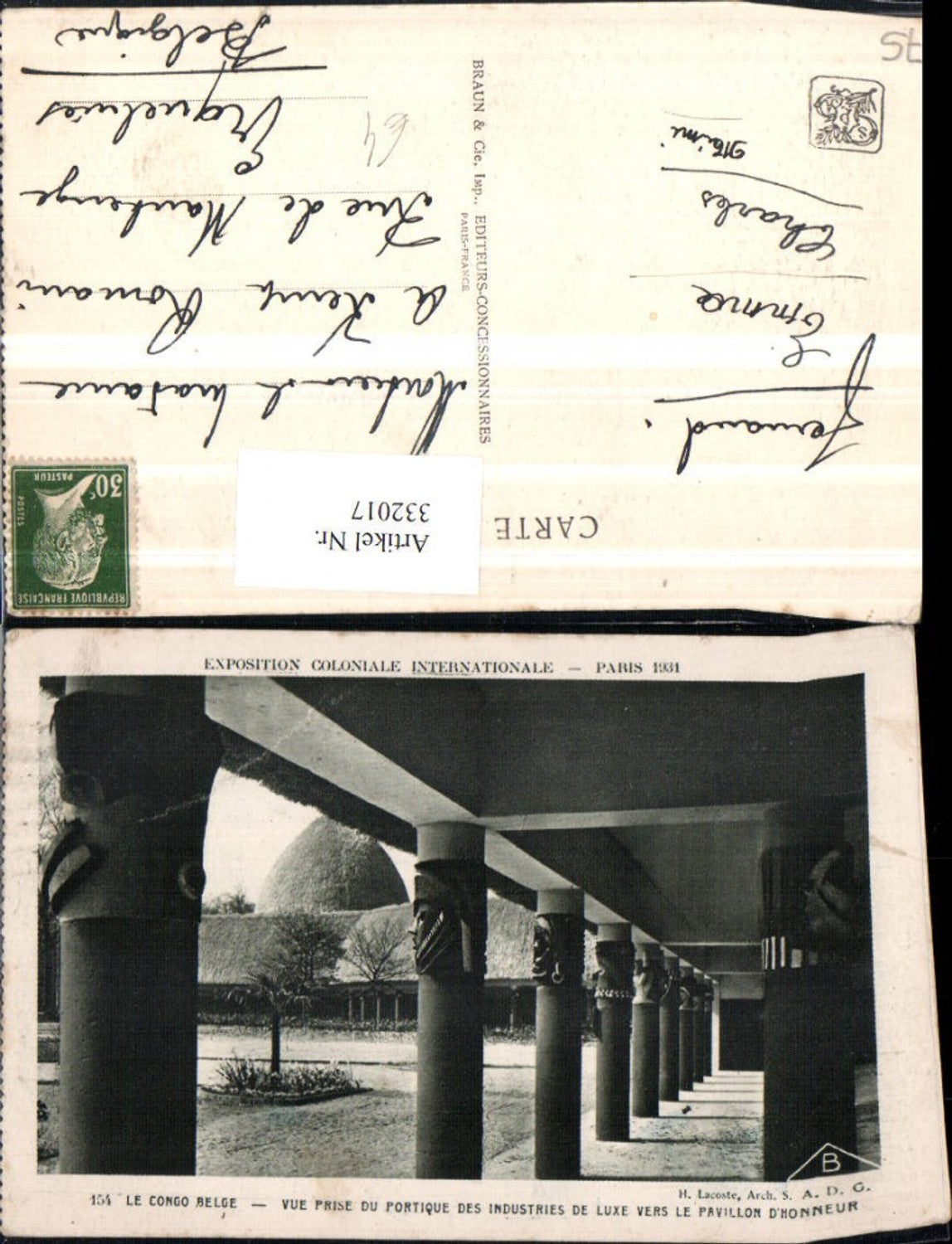 332017,Ile-de-France Paris Exposition Coloniale Internationale 1931 Congo Belge Pavillon Honneur