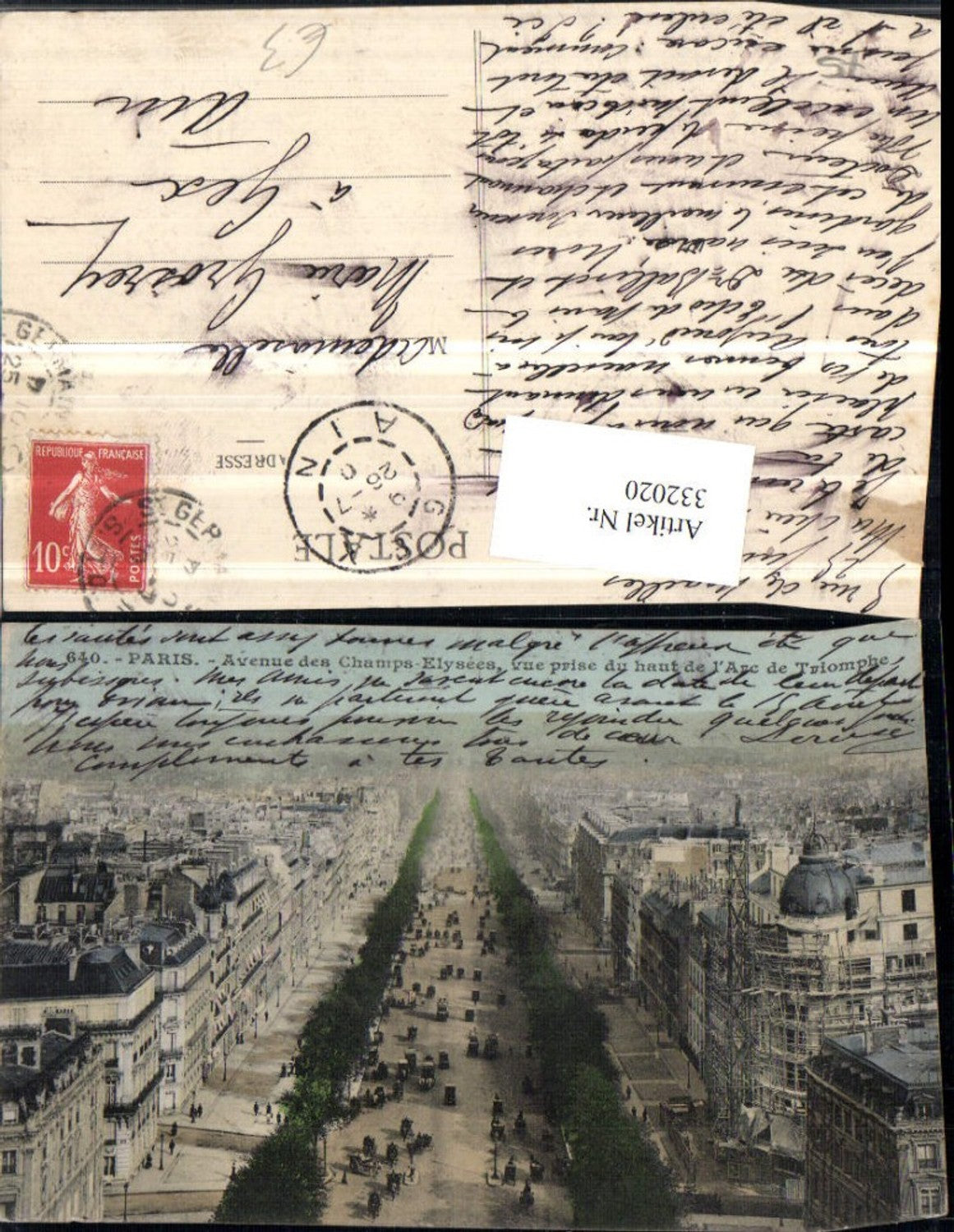 332020,Ile-de-France Paris Avenue des Champs-Elysees vue prie du haut de l'Arc de Triomphe