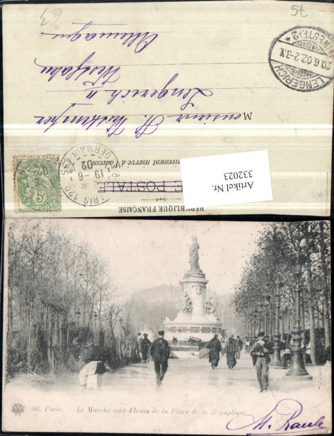 332023,Ile-de-France Paris Le Marche aux Fleurs de la Place de la Republique Statue