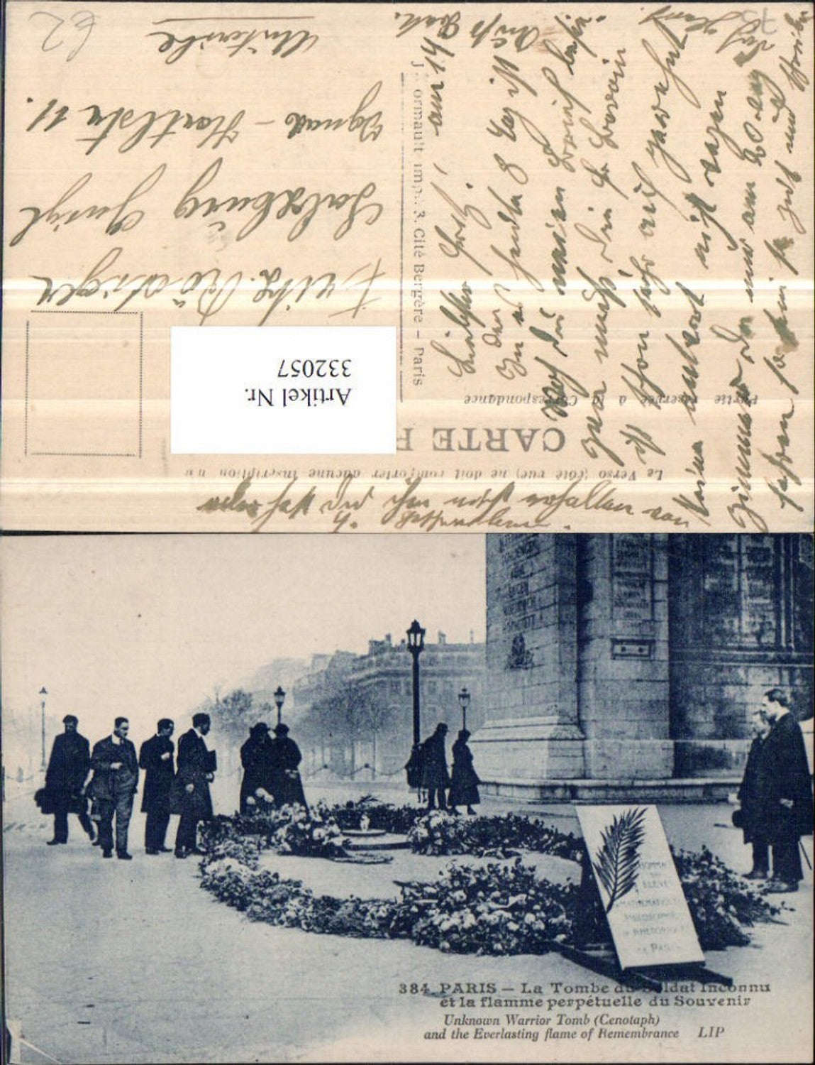 332057,Ile-de-France Paris La Tombe de Soldat Inconnu et la flamme perpetuelle du Souvenir Grabmal