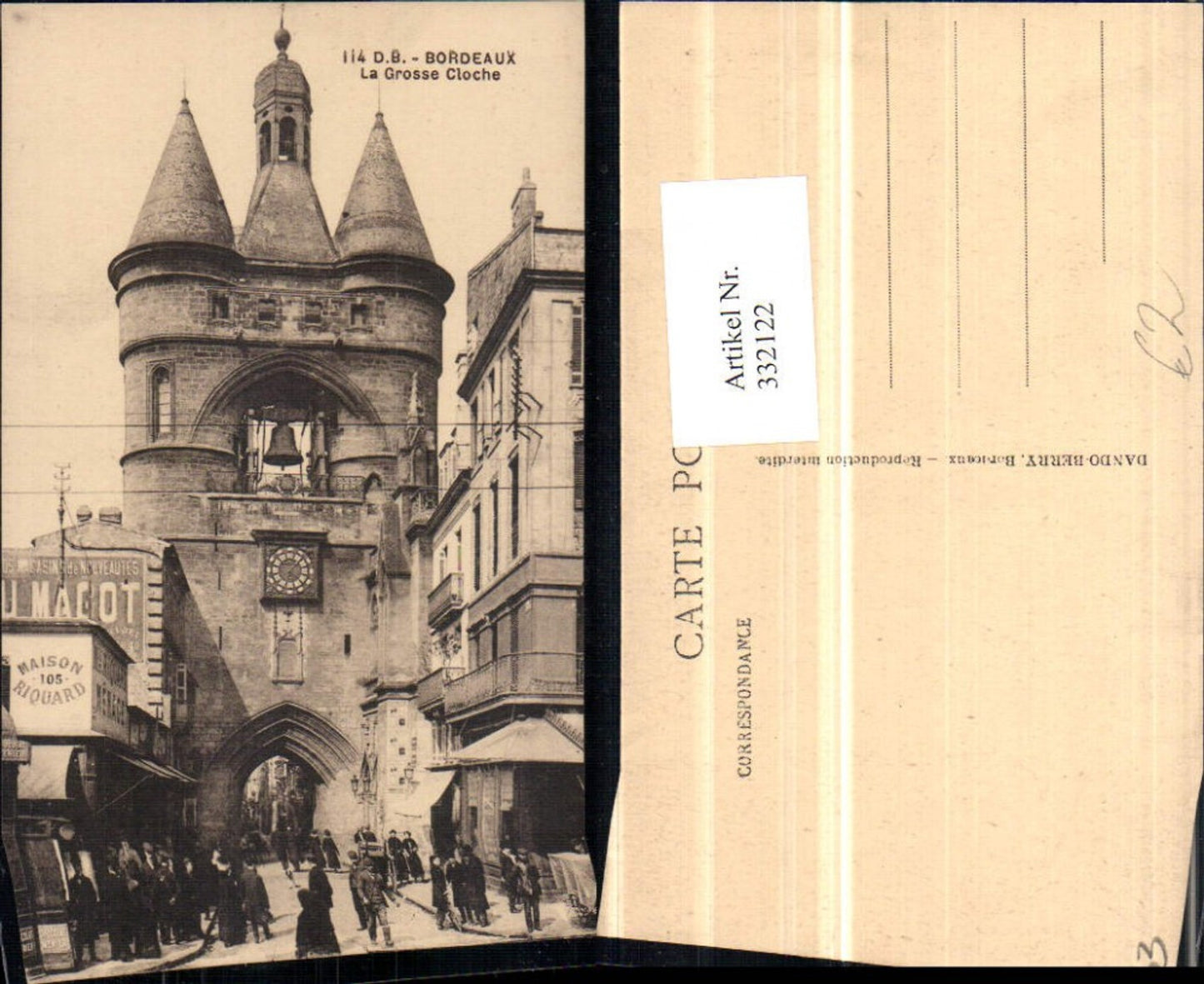 332122,Aquitanien Gironde Bordeaux La Grosse Cloche Glockenturm Tor