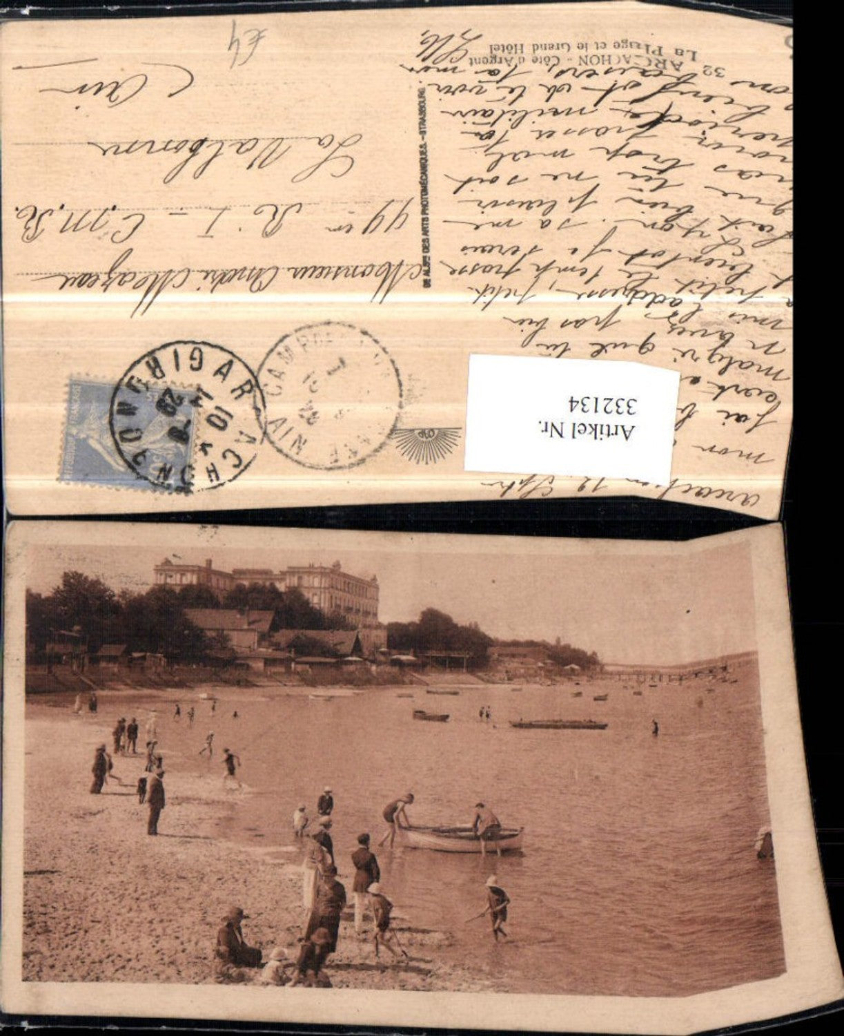 332134,Aquitanien Gironde Arcachon Plage et le Grand Hotel Strand